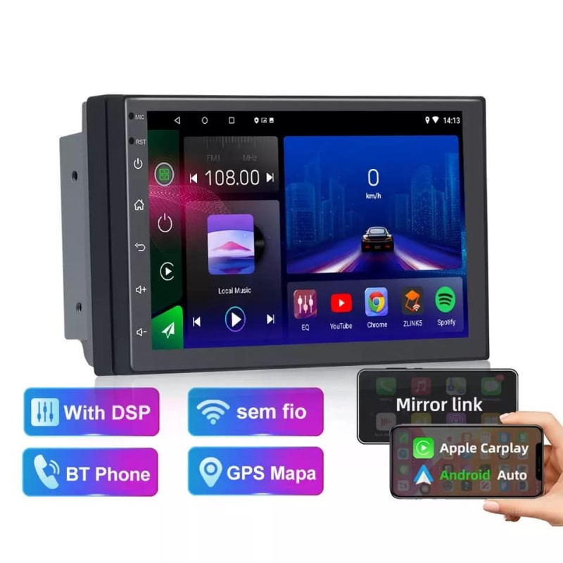2DIN CAR PLAYER A6 CARPLAY ANDROID UNIVERSAL (v1)